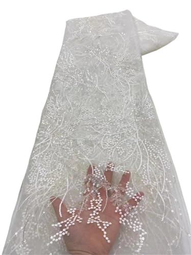 YGLEEULI Rosa Tüllnetz Pailletten Spitzenstoff 5 Yards for Hochzeitspartykleid(Color 6) von YGLEEULI