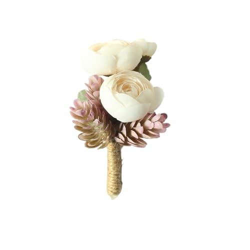 YGLEEULI Rose Bud Handgelenk Corsage Hand Blume Mann Boutonniere Künstliche Rose Seide Handgelenk Armband Brautjungfer Hochzeit Prom Brosche für Tanzparty(Corsage-D) von YGLEEULI