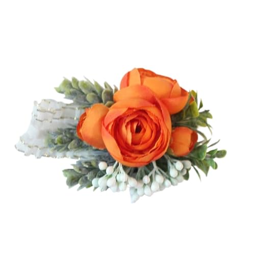 YGLEEULI Rose Bud Handgelenk Corsage Hand Blume Mann Boutonniere Künstliche Rose Seide Handgelenk Armband Brautjungfer Hochzeit Prom Brosche für Tanzparty(Wrist Flower-A) von YGLEEULI