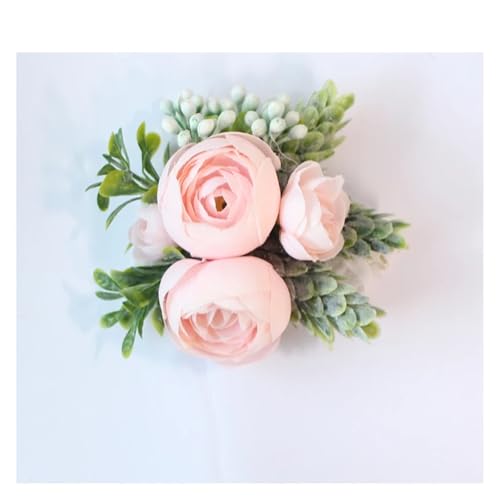 YGLEEULI Rose Bud Handgelenk Corsage Hand Blume Mann Boutonniere Künstliche Rose Seide Handgelenk Armband Brautjungfer Hochzeit Prom Brosche für Tanzparty(Wrist Flower-H) von YGLEEULI