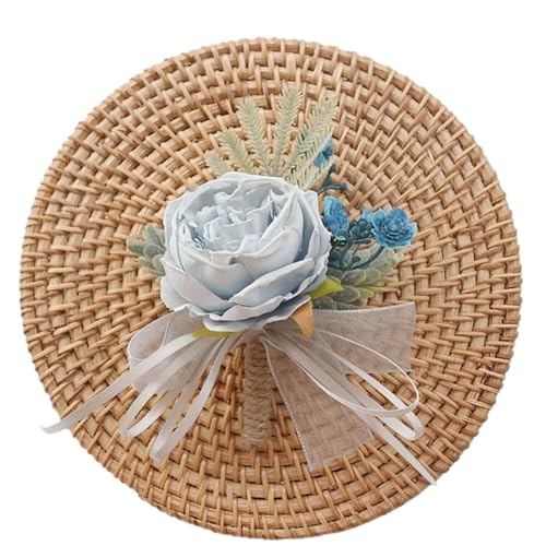 YGLEEULI Rosen-Hochzeits-Ansteckblume und Boutonniere-Set for Braut, Brautjungfern, Mann, Bräutigam, rote Rosen, Hochzeitsblumen-Accessoires für Tanzparty(NO.4 Boutonniere) von YGLEEULI