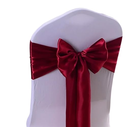 YGLEEULI Satin Stuhl Schleife Schärpen Hochzeit Stuhl Knoten Band Krawatten for Party Event Hotel Bankett liefert Heimdekorationen für Hochzeit(Burgundy,50pcs) von YGLEEULI
