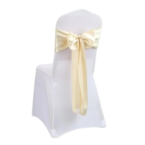 YGLEEULI Satin Stuhl Schleife Schärpen Hochzeit Stuhl Knoten Band Krawatten for Party Event Hotel Bankett liefert Heimdekorationen für Hochzeit(Champagne,50pcs) von YGLEEULI