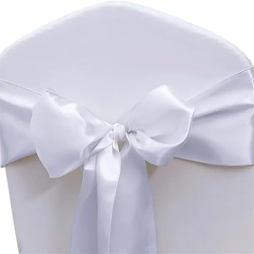 YGLEEULI Satin Stuhl Schleife Schärpen Hochzeit Stuhl Knoten Band Krawatten for Party Event Hotel Bankett liefert Heimdekorationen für Hochzeit(White,50pcs) von YGLEEULI