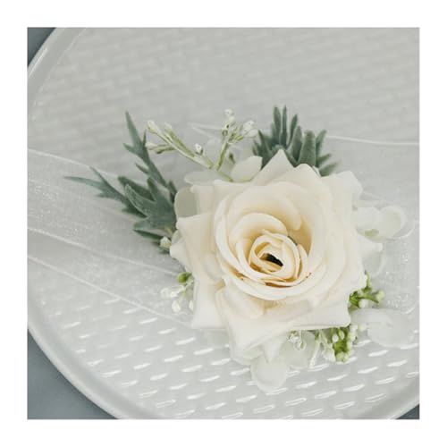 YGLEEULI Seide Rose Boutonniere for Hochzeit Mann Pins Künstliche Blumen Armband Brautjungfer Handgelenk Corsage Hochzeit Zubehör für Tanzparty(02) von YGLEEULI
