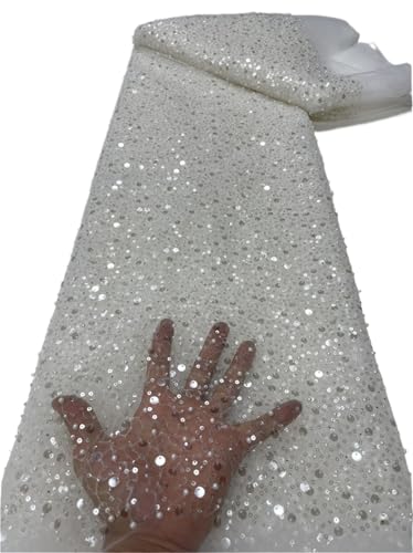 YGLEEULI Spitzenstoff mit Paillettenstickerei, Tüll-Netz-Spitzenstoffe for Hochzeitsfest-Material for Nähen(Color 4) von YGLEEULI