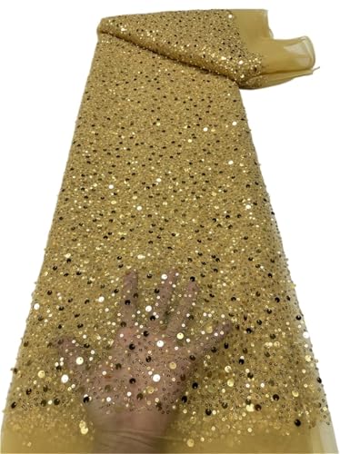 YGLEEULI Spitzenstoff mit Paillettenstickerei, Tüll-Netz-Spitzenstoffe for Hochzeitsfest-Material for Nähen(Color 5) von YGLEEULI