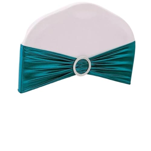 YGLEEULI Stuhl Schärpe Band elastische Hochzeit Stuhl Fliege for Hotel Bankett Dekoration 10 Stück/50 Stück Metallic Gold Silber Stretch Spandex für Hochzeit(Peacock Blue,50pcs) von YGLEEULI