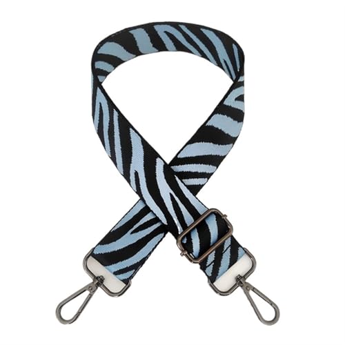 YGLEEULI Verstellbarer Schultergurt mit Zebramuster for Damen, breiter Umhängetaschen-Ersatzgurt für Handtasche(Light Blue Black) von YGLEEULI