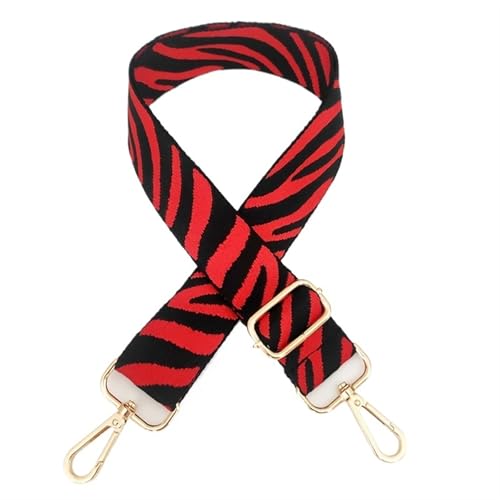 YGLEEULI Verstellbarer Schultergurt mit Zebramuster for Damen, breiter Umhängetaschen-Ersatzgurt für Handtasche(Red Gold Buckle) von YGLEEULI