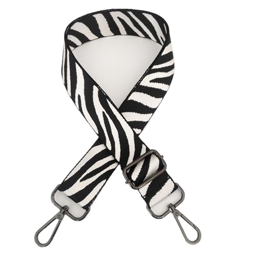 YGLEEULI Verstellbarer Schultergurt mit Zebramuster for Damen, breiter Umhängetaschen-Ersatzgurt für Handtasche(White Black Buckle) von YGLEEULI