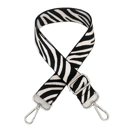 YGLEEULI Verstellbarer Schultergurt mit Zebramuster for Damen, breiter Umhängetaschen-Ersatzgurt für Handtasche(White Silver Buckle) von YGLEEULI