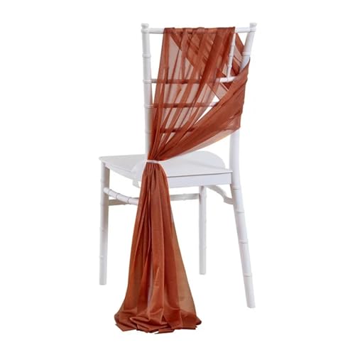 YGLEEULI Wie Chiffon-Stuhlschärpen, Hochzeitsstuhl-Dekoration for Gangdekorationen, Party-Bankett-Event für Hochzeit(Rust Red,50pcs) von YGLEEULI