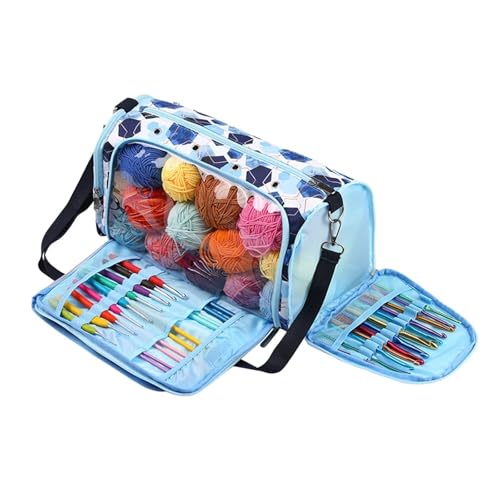 YGLEEULI wasserdichte Strickwerkzeug-Aufbewahrungstasche, Wolle, Häkel-Diagonalpaket, Garn-Aufbewahrungstasche, Reise-Strick-Einkaufstasche for Nähwerkzeuge für Strickprojekte(Color 5) von YGLEEULI