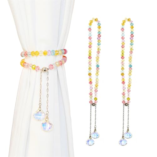 Magnetische Vorhang-Raffhalter, 2 Stück, bunte Kristall-Vorhang-Raffhalter, Boho-Vorhangbinder für Zuhause, Büro, dekorativ (Multi 1) von YGLINE