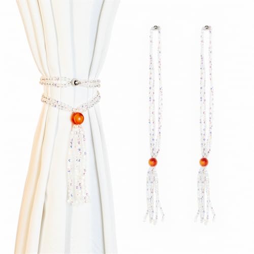 Vorhang-Raffhalter mit Kristallperlen, transparent, Boho-Stil, Bauernhaus, Heimdekoration, 2 Stück Vorhang-Raffhalter mit Kristallperlen, transparent, Boho-Stil, Bauernhaus, Heimdekoration, 2 Stück von YGLINE