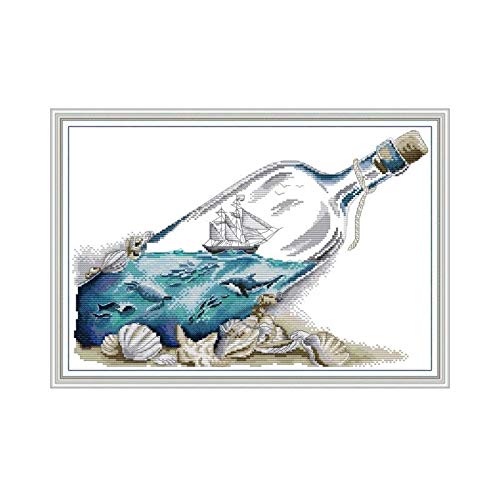 YGLONG Stickpackung Meer in Einer Flasche Landschaftsmalerei Gezählt Kreuzstich-Kits 14CT-Leinwand-DIY für Handarbeits-Sets für Stickkasten YGLONG Stickpackung Meer in Einer Flasche Landschaftsmalerei Gezählt Kreuzstich-Kits 14CT-Leinwand-DIY für Handarbeits-Sets für Stickkasten von YGLONG