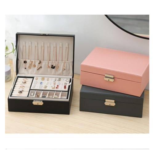 Schmuck-Aufbewahrungsbox Schmuckschatulle, 1 Stück, doppellagige Aufbewahrungsbox for Männer und Frauen, große Kapazität, Leder-Hardware, Riegel, Reisen, tragbar, mit Klappdeckel, Palme(Large Black) Schmuck-Aufbewahrungsbox Schmuckschatulle, 1 Stück, doppellagige Aufbewahrungsbox for Männer und Frauen, große Kapazität, Leder-Hardware, Riegel, Reisen, tragbar, mit Klappdeckel, Palme(Large Black) von YGMNQAL
