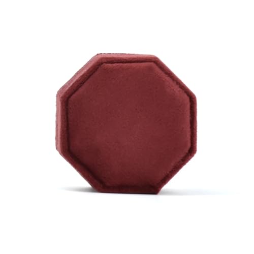 YGMNQAL Hochzeitsringbox Achteckige Schmuckschatulle mit drei Schlitzen, Aufbewahrungskoffer for Doppelringe, Ehering-Display for Damen, Ohrringe, Paket(Color 25,Three ring box) von YGMNQAL