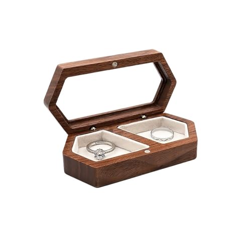 YGMNQAL Ringbox hochzeit Holz-Schmuckschatulle, Reise-Organizer, Halskette, Ohrring, Ring, Aufbewahrung, Geschenke, Perlenetui(Color-2) von YGMNQAL