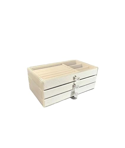 YGMNQAL Schmuck-Aufbewahrungsbox Dreischichtige transparente Schublade for Ohrringe, Armbänder, Schmuck, Aufbewahrungsbox, Ohrringe, Ring, Schmuck, Schmuckschatulle(White) von YGMNQAL