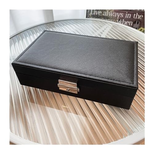 YGMNQAL Schmuck-Aufbewahrungsbox Einfache und tragbare Reise-Schmuckschatulle, abschließbare High-End-Ohrringe, Ohrringe, staubdichte Aufbewahrungsbox, große Ausstellungsbox(Black AQ104-2) von YGMNQAL