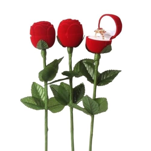 YGMNQAL Schmuck-Aufbewahrungsbox Rose Blume Liebe Herz Romantische Hochzeit Ring Box Fällen Ohrring Anhänger Halskette Schmuck Display Geschenk Organizer Lagerung Verpackung von YGMNQAL