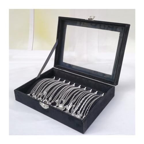 YGMNQAL Schmuck-Aufbewahrungsbox Schwarze Schmuckschatulle, Armband-Box, Halsketten-Box, gewölbte kleine Box, Display-Box, Flanellbezug, Schmuck-Aufbewahrungsbox(1) von YGMNQAL