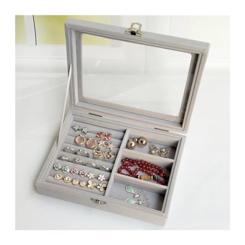YGMNQAL Schmuck-Aufbewahrungsbox Schwarze Schmuckschatulle, Armband-Box, Halsketten-Box, gewölbte kleine Box, Display-Box, Flanellbezug, Schmuck-Aufbewahrungsbox(2) von YGMNQAL