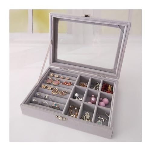 YGMNQAL Schmuck-Aufbewahrungsbox Schwarze Schmuckschatulle, Armband-Box, Halsketten-Box, gewölbte kleine Box, Display-Box, Flanellbezug, Schmuck-Aufbewahrungsbox(3) von YGMNQAL