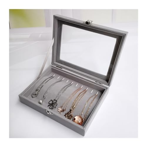 YGMNQAL Schmuck-Aufbewahrungsbox Schwarze Schmuckschatulle, Armband-Box, Halsketten-Box, gewölbte kleine Box, Display-Box, Flanellbezug, Schmuck-Aufbewahrungsbox(4) von YGMNQAL