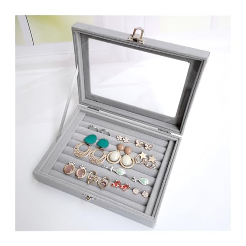 YGMNQAL Schmuck-Aufbewahrungsbox Schwarze Schmuckschatulle, Armband-Box, Halsketten-Box, gewölbte kleine Box, Display-Box, Flanellbezug, Schmuck-Aufbewahrungsbox(7) von YGMNQAL