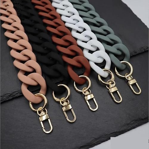 YGMNQAL Schulterriemen für Taschen 120 cm Acryl Tasche Kette Frau Handtasche Zubehör 20 Farben Harz Luxus mattiert Riemen Kupplung Schulter Geldbörse(8,30cm Gold Hook) von YGMNQAL