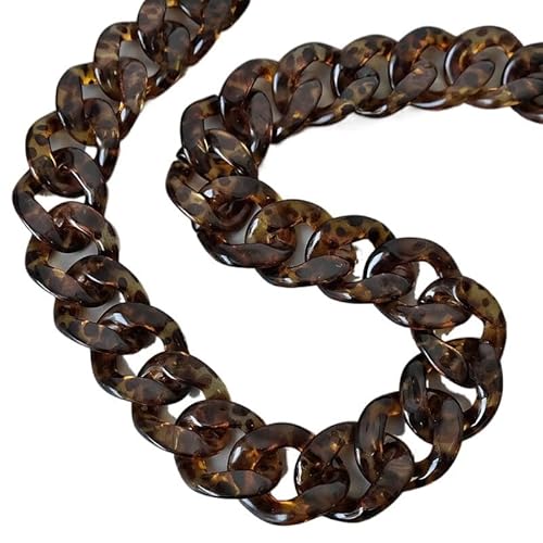 YGMNQAL Schulterriemen für Taschen Frau Handtasche Zubehörteile Beige Acrylharz Kette Luxus Bernsteinband Frauen Schulter Nette Kupplungsketten(Coffe 45cm) von YGMNQAL