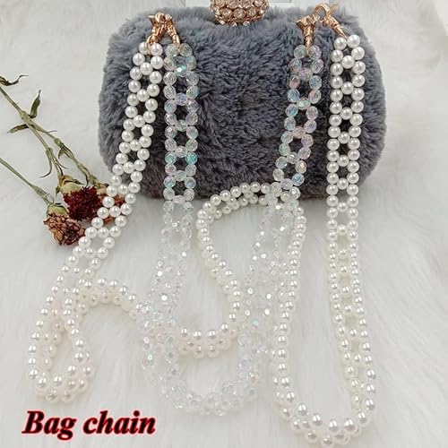 YGMNQAL Schulterriemen für Taschen Nachgeahmte Perle Taschenriemen Gürtelgriffe for Frauen Tasche Handtasche Sholder Tasche Ersatz tragbare Harzperlen Kette Tasche Zubehör(Multicolor,60cm) von YGMNQAL