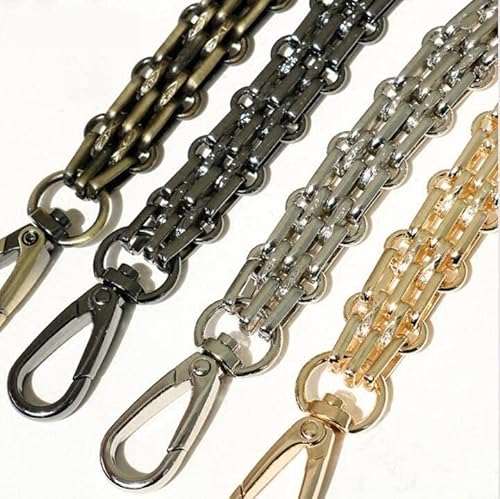 YGMNQAL Schulterriemen für Taschen Taschenkette aus Stahl, Ersatzkette aus Metall, Umhängeriemen for Handtasche, Handtaschengriff – DIY Gold, Silber, Gun Black, Bronze 16 mm(Gun Black,80cm) von YGMNQAL