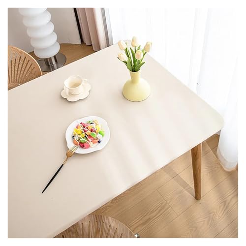 YGMNQAL Tischdecke wasserdicht Komplettpaket-Tischdecke, hitzebeständig, wasserfest, waschfrei, ölbeständig, Heimtischdecke, Couchtischdecke(Beige,80X140) von YGMNQAL