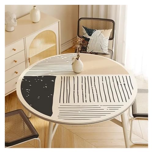 YGMNQAL Tischdecke wasserdicht Runde Tischdecke, PVC, wasserdicht, Esstischmatte, ölbeständig, Küchenarbeitsplatte, Heimdekoration, Moderne Restaurant-Schreibtischmatten(FQ425-ZDZJ,Diameter 150cm) von YGMNQAL