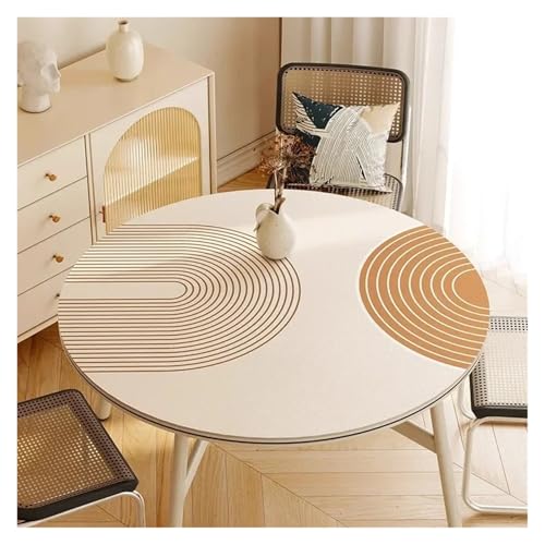 YGMNQAL Tischdecke wasserdicht Runde Tischdecke, PVC, wasserdicht, Esstischmatte, ölbeständig, Küchenarbeitsplatte, Heimdekoration, Moderne Restaurant-Schreibtischmatten(FQ426-ZDZJ,Diameter 140cm) von YGMNQAL