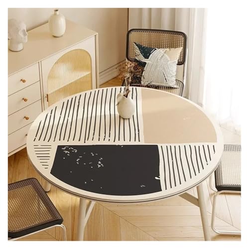 YGMNQAL Tischdecke wasserdicht Runde Tischdecke, PVC, wasserdicht, Esstischmatte, ölbeständig, Küchenarbeitsplatte, Heimdekoration, Moderne Restaurant-Schreibtischmatten(FQ427-ZDZJ,Diameter 120cm) von YGMNQAL