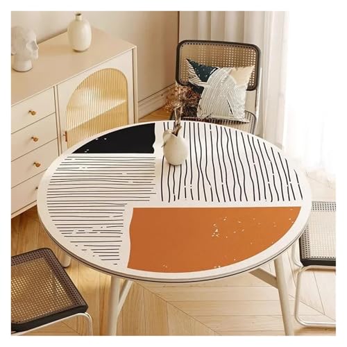 YGMNQAL Tischdecke wasserdicht Runde Tischdecke, PVC, wasserdicht, Esstischmatte, ölbeständig, Küchenarbeitsplatte, Heimdekoration, Moderne Restaurant-Schreibtischmatten(FQ429-ZDZJ,Diameter 140cm) von YGMNQAL