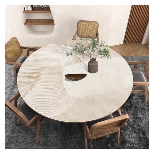 YGMNQAL Tischdecke wasserdicht Runde Tischdecke, PVC, wasserdicht, Esstischmatte, ölbeständig, Küchenarbeitsplatte, Heimdekoration, Moderne Restaurant-Schreibtischmatten(FQ431-ZDZJ,Diameter 150cm) von YGMNQAL