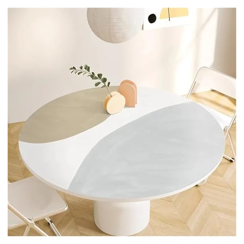 YGMNQAL Tischdecke wasserdicht Runde Tischdecke, PVC, wasserdicht, Esstischmatte, ölbeständig, Küchenarbeitsplatte, Heimdekoration, Moderne Restaurant-Schreibtischmatten(FQ433-ZDZJ,Diameter 150cm) von YGMNQAL