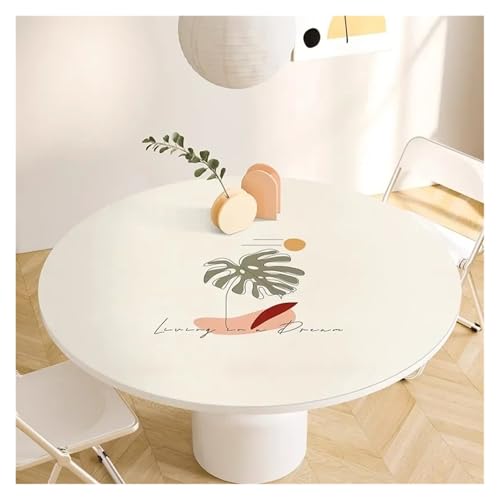 YGMNQAL Tischdecke wasserdicht Runde Tischdecke, PVC, wasserdicht, Esstischmatte, ölbeständig, Küchenarbeitsplatte, Heimdekoration, Moderne Restaurant-Schreibtischmatten(FQ435-ZDZJ,Diameter 150cm) von YGMNQAL