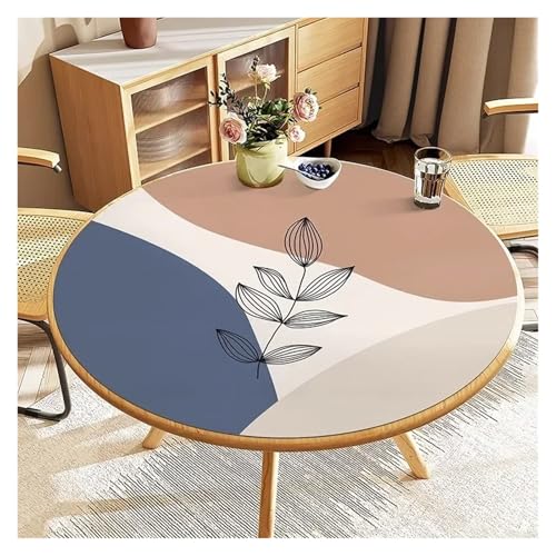 YGMNQAL Tischdecke wasserdicht Runde Tischdecke, PVC, wasserdicht, Esstischmatte, ölbeständig, Küchenarbeitsplatte, Heimdekoration, Moderne Restaurant-Schreibtischmatten(FQ437-ZDZJ,Diameter 160cm) von YGMNQAL