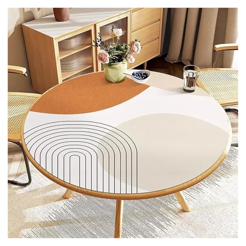 YGMNQAL Tischdecke wasserdicht Runde Tischdecke, PVC, wasserdicht, Esstischmatte, ölbeständig, Küchenarbeitsplatte, Heimdekoration, Moderne Restaurant-Schreibtischmatten(FQ438-ZDZJ,Diameter 140cm) von YGMNQAL