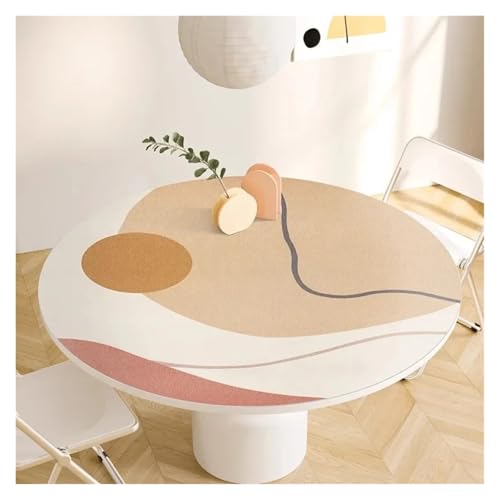 YGMNQAL Tischdecke wasserdicht Runde Tischdecke, PVC, wasserdicht, Esstischmatte, ölbeständig, Küchenarbeitsplatte, Heimdekoration, Moderne Restaurant-Schreibtischmatten(FQ439-ZDZJ,Diameter 140cm) von YGMNQAL