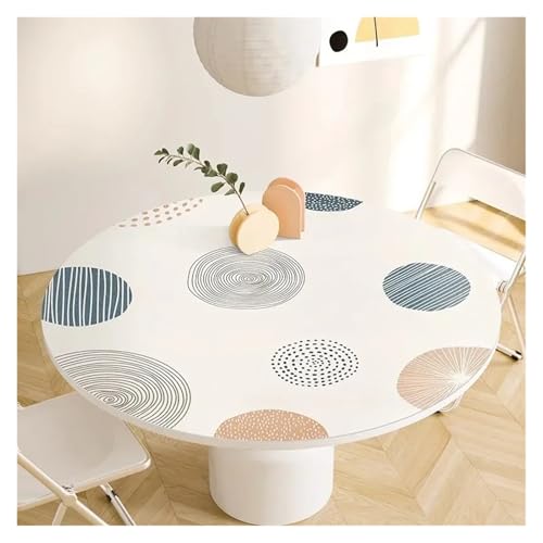 YGMNQAL Tischdecke wasserdicht Runde Tischdecke, PVC, wasserdicht, Esstischmatte, ölbeständig, Küchenarbeitsplatte, Heimdekoration, Moderne Restaurant-Schreibtischmatten(FQ440-ZDZJ,Diameter 140cm) von YGMNQAL