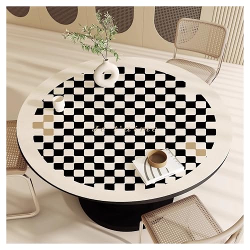 YGMNQAL Tischdecke wasserdicht Runde Tischdecke, PVC, wasserdicht, Esstischmatte, ölbeständig, Küchenarbeitsplatte, Heimdekoration, Moderne Restaurant-Schreibtischmatten(FQ442-ZDZJ,Diameter 150cm) von YGMNQAL