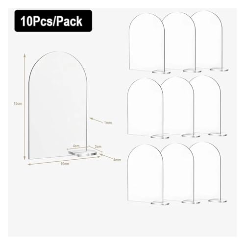 YGMNQAL Tischkartenhalter 10 Sets Tischnummern for Hochzeiten, transparente Bögen, DIY-Schilder mit Ständer, blanker Halter for Hochzeitsempfang, Party-Mittelstücke, Dekoration(Item 1) von YGMNQAL